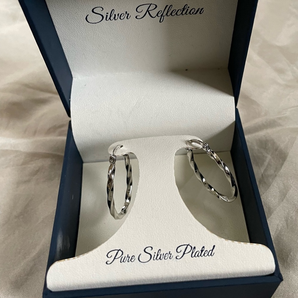 COPY - Silver Reflection Pure Silver Plated Hoop Earrings